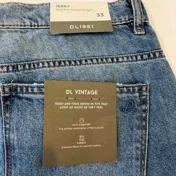 DL1961 $199 Lakewood Jerry Ultra High Rise Vintage Straight Light Wash Jeans 33 - Picture 5 of 10